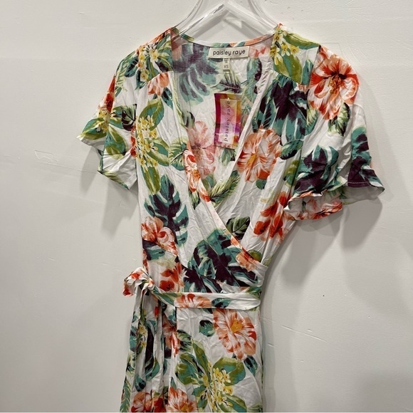 Paisley Raye Primrose Wrap Dress in White Tropical Floral XS - Picture 8 of 11